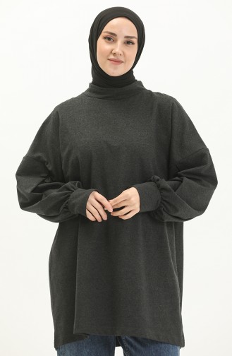 Shirred Sleeve Sweatshirt 99253-01 Anthracite 99253-01