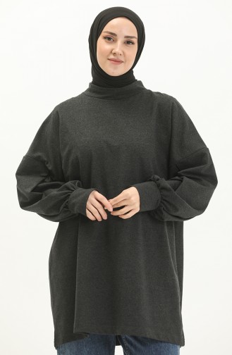 Kolu Büzgülü Sweatshirt 99253-01 Antrasit