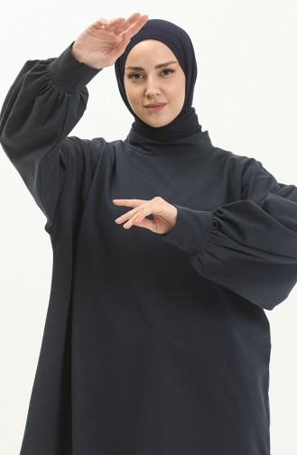 Kolu Büzgülü Sweatshirt 99253-03 Lacivert