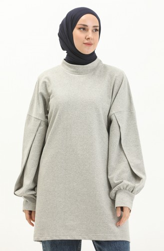 Shirred Sleeve Sweatshirt 99253-04 Gray 99253-04