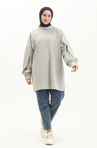 Shirred Sleeve Sweatshirt 99253-04 Gray 99253-04