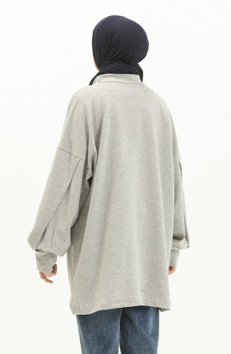 Shirred Sleeve Sweatshirt 99253-04 Gray 99253-04