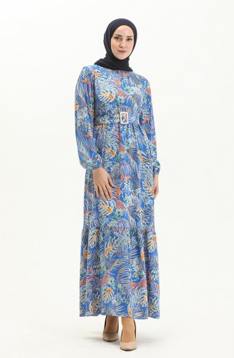 Belted Patterned Viscose Dress  2244-03 Saxe 2244-03