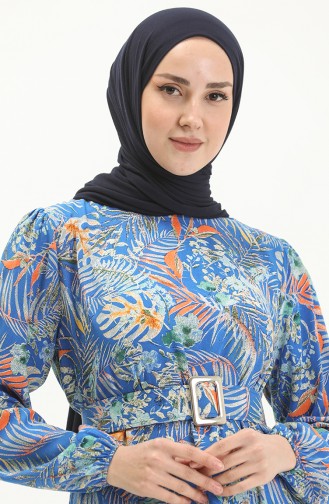 Belted Patterned Viscose Dress  2244-03 Saxe 2244-03