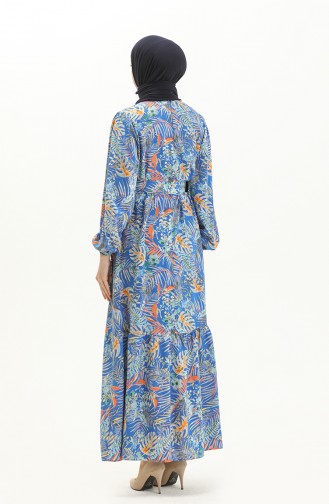 Belted Patterned Viscose Dress  2244-03 Saxe 2244-03