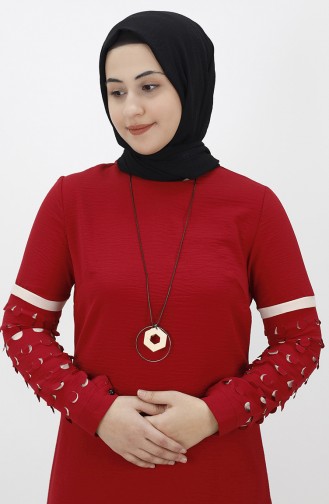 Lazer Kesin Kol Detayli Aerobin Tunik 2356-01 Bordo