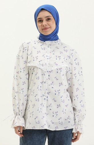 Schnürhemd mit Puffmuster 15052-02 Blau 15052-02