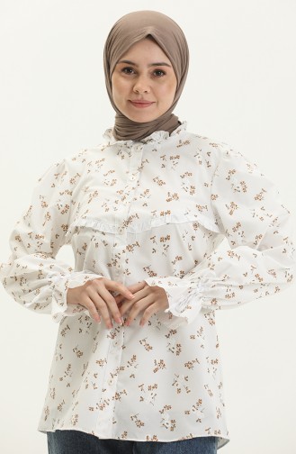 Puff Print Laced Shirt 15052-03 Brown 15052-03