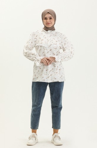 Puff Print Laced Shirt 15052-03 Brown 15052-03