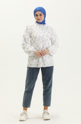Ruffled Collar Shirt 15053-01 Blue 15053-01