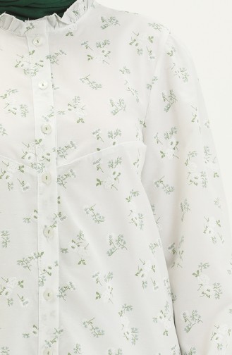 Ruffled Collar Shirt 15053-03 Green 15053-03