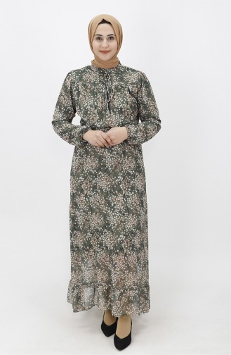 Khaki Hijab Dress 8009-01