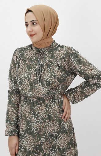 Khaki Hijab Dress 8009-01