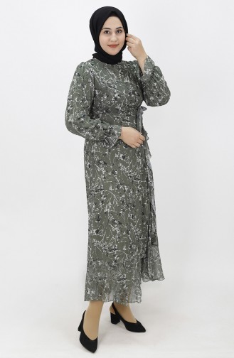 Khaki Hijab Kleider 8024-01