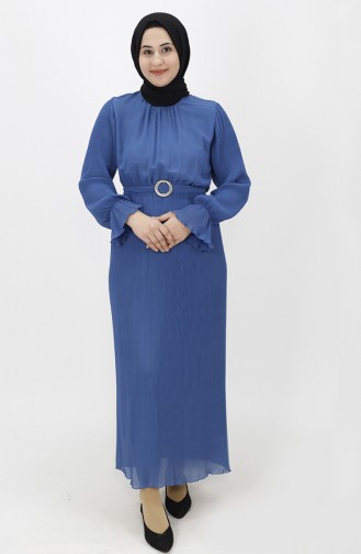 Indigo Hijab Evening Dress 8045-02