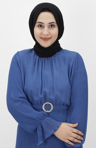 Indigo Hijab Evening Dress 8045-02