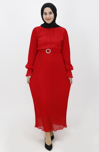 Red Hijab Evening Dress 8045-03