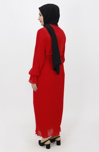 Red Hijab Evening Dress 8045-03