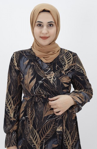 Schwarz Hijab Kleider 8026-03