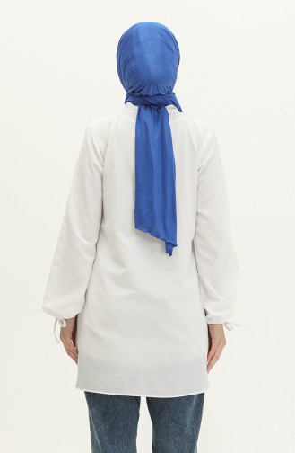 Laced Sleeve Buttoned Tunic 15065-01 White 15065-01