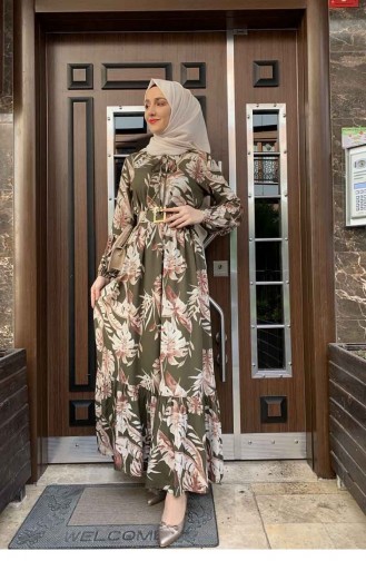 Khaki Hijab Kleider 0228SGS.HAK