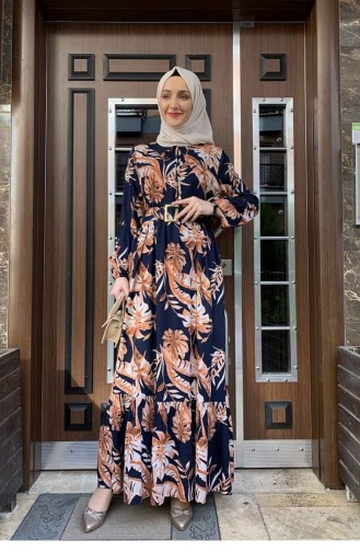 Dunkelblau Hijab Kleider 0228SGS.LCV