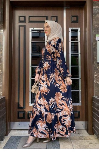 Navy Blue Hijab Dress 0228SGS.LCV