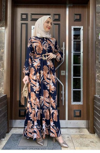 Navy Blue Hijab Dress 0228SGS.LCV