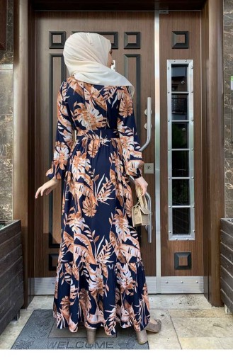 Dunkelblau Hijab Kleider 0228SGS.LCV