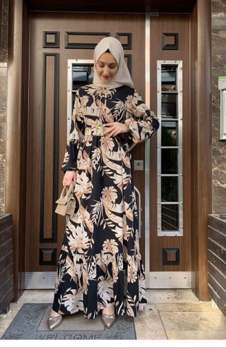 Beige Hijab Kleider 0228SGS.SBJ
