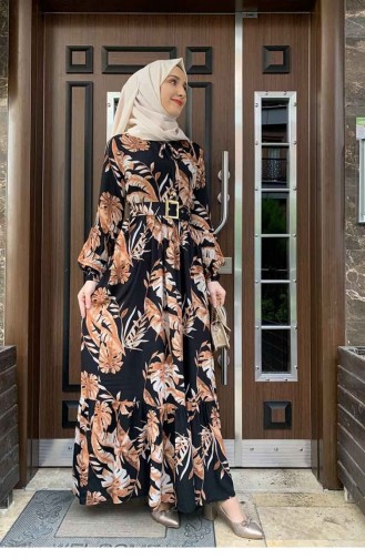 Schwarz Hijab Kleider 0228SGS.SKR
