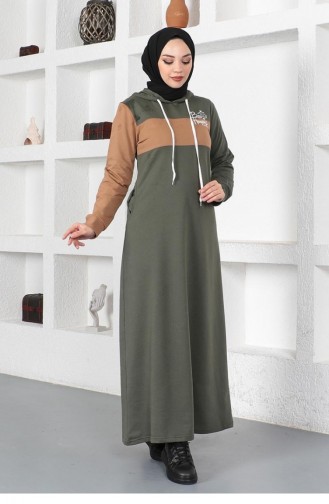 Khaki Hijab Kleider 2038MG.HAK