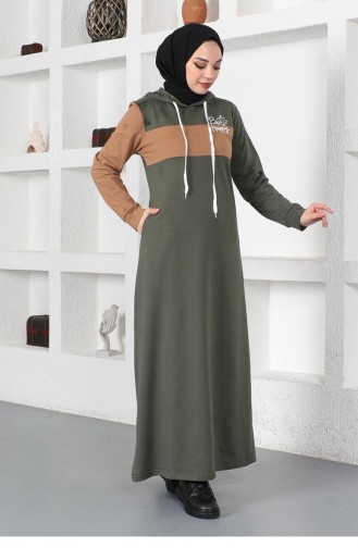 Khaki Hijab Kleider 2038MG.HAK