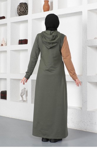 Khaki Hijab Kleider 2038MG.HAK