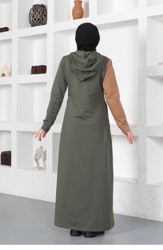 Khaki Hijab Kleider 2038MG.HAK