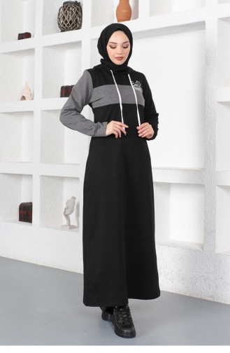 Schwarz Hijab Kleider 2038MG.SYH