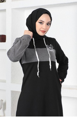Schwarz Hijab Kleider 2038MG.SYH