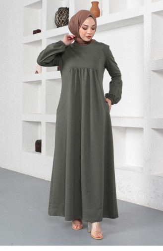 Khaki Hijab Dress 2039MG.HAK