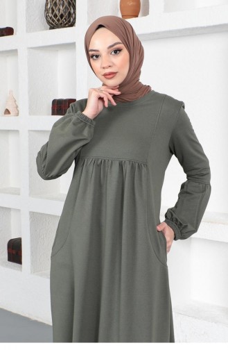 Khaki Hijab Dress 2039MG.HAK