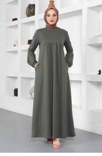 Khaki Hijab Dress 2039MG.HAK