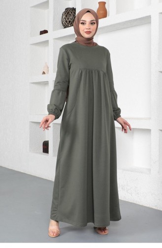 Khaki Hijab Dress 2039MG.HAK