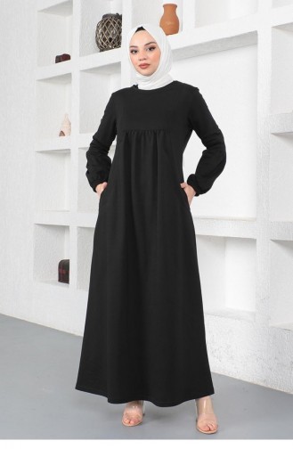 Schwarz Hijab Kleider 2039MG.SYH