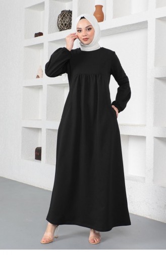 Schwarz Hijab Kleider 2039MG.SYH