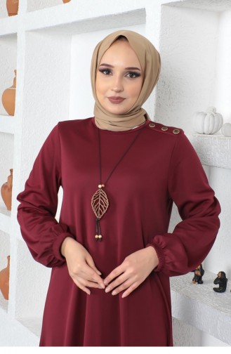 Claret Red Hijab Dress 2041MG.BRD