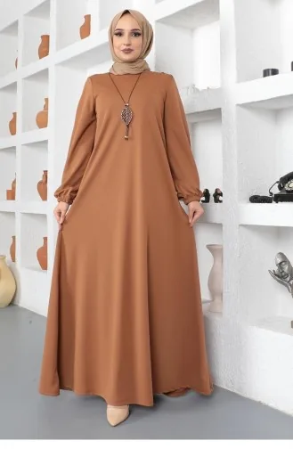 Tan Hijab Dress 2041MG.TAB
