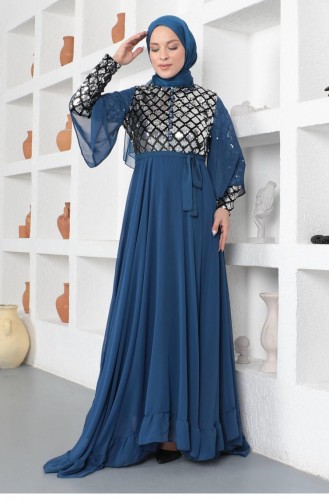 Blau Hijab-Abendkleider 14127