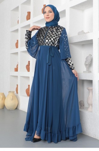 Blau Hijab-Abendkleider 14127