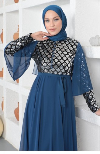 Blau Hijab-Abendkleider 14127