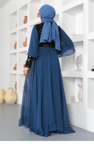 Indigo Hijab Evening Dress 14128