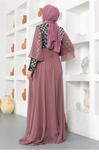 Dusty Rose Hijab Evening Dress 14129